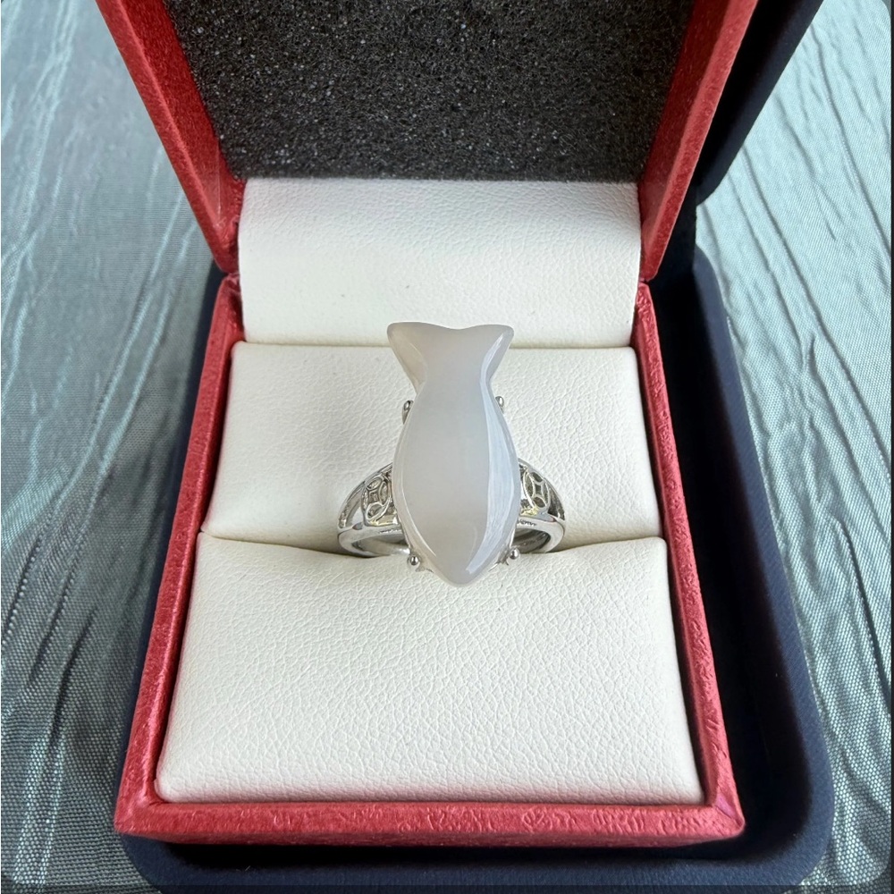 Elegant Silver Plated Fish-Shaped Ring Adjustable NEW!
